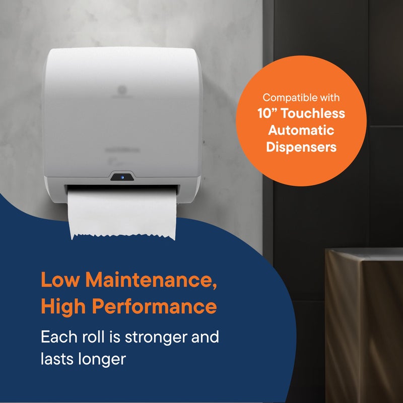 Stack Man Industrial Paper Towels 10 x 800 White Roll Towels High Capacity Premium Quality (TAD Fabric Cloth Like Texture) Fits Touchless Automatic Commercial Towel Dispenser (Packed 6 Rolls) - Image 3